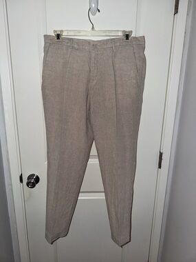 Zara Beige 100% Linen Suit Pants